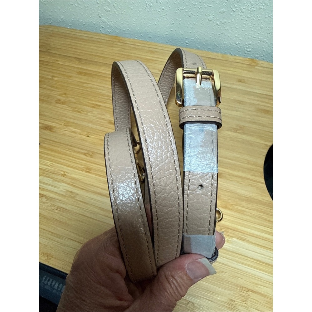 NEW Michael Kors Crossbody‎ Strap Womens 44" Taupe Gold Hardware Leather